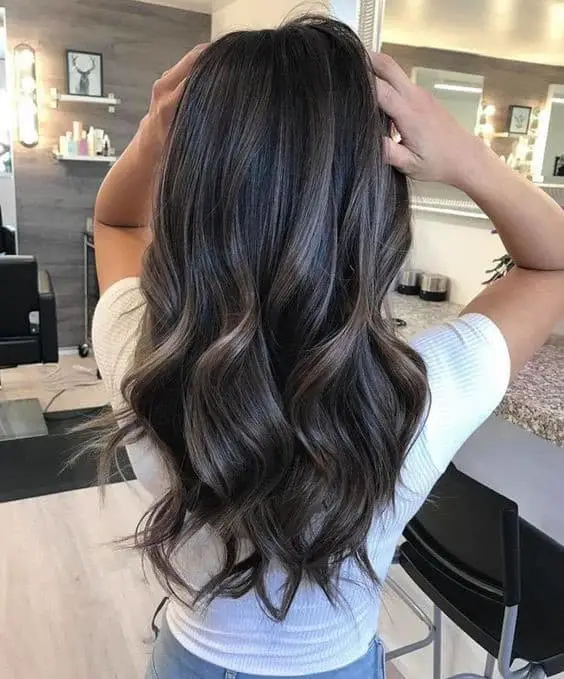 Black Hair with Cool-Toned Highlights