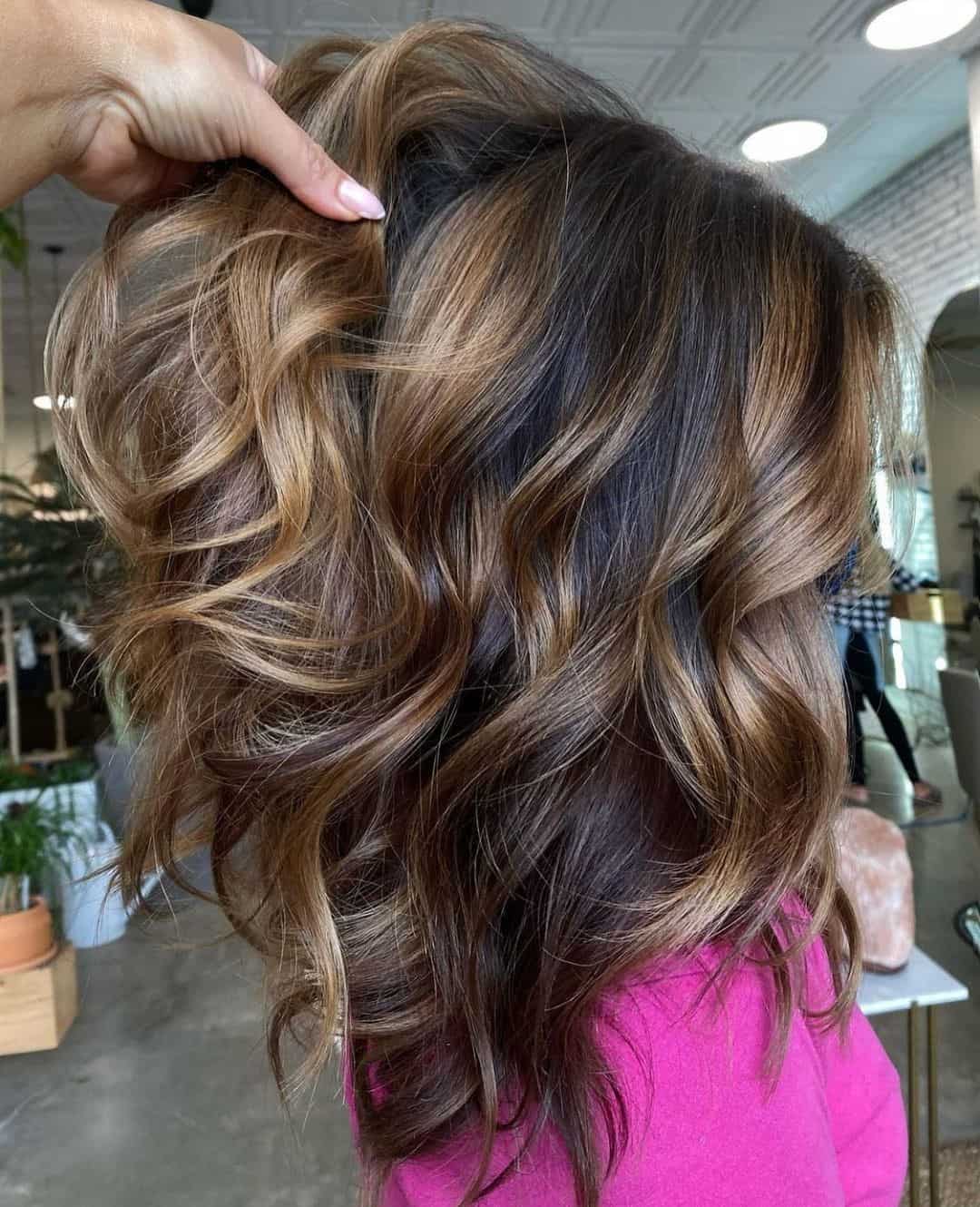 Blonde & Caramel Highlights On Black Hair