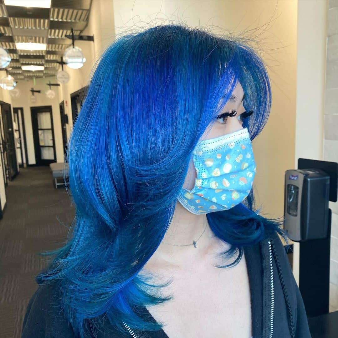 Bright Blue Wolf Haircut Korean