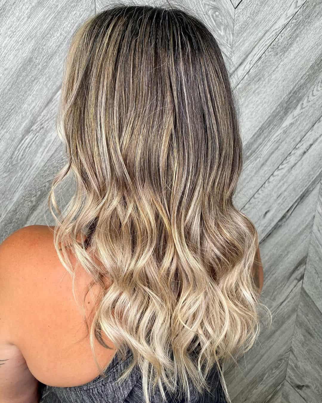 Seamless Transition Blonde Highlights On Black Hair