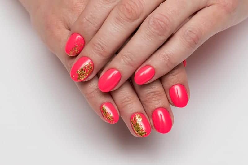 Coral Inspired Gold Nails