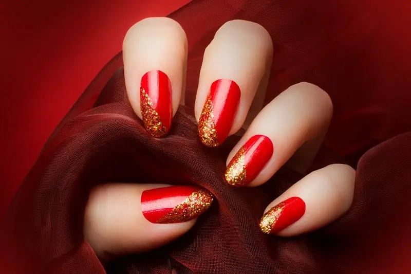 1. Red and Gold Glitter Gradient Nails - wide 4