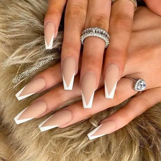 French Acrylic Nails Matte Design