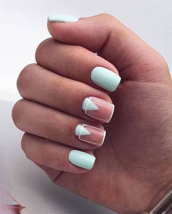 Mint Inspired Square Shaped Nails