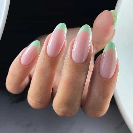 Oval Shaped Bright Green Acrylic Nails