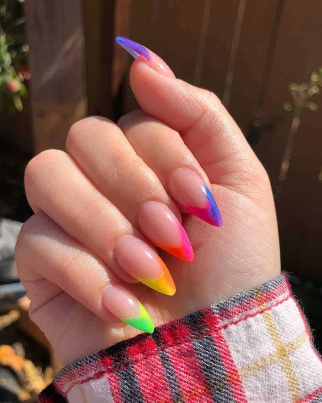 Rainbow French Nails