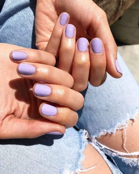 Short Purple Lilac Oval Nails