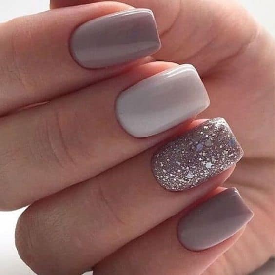 Short Silver Square Shaped Nails