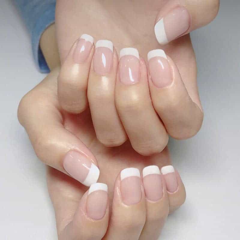 Short Square Shaped French Nails