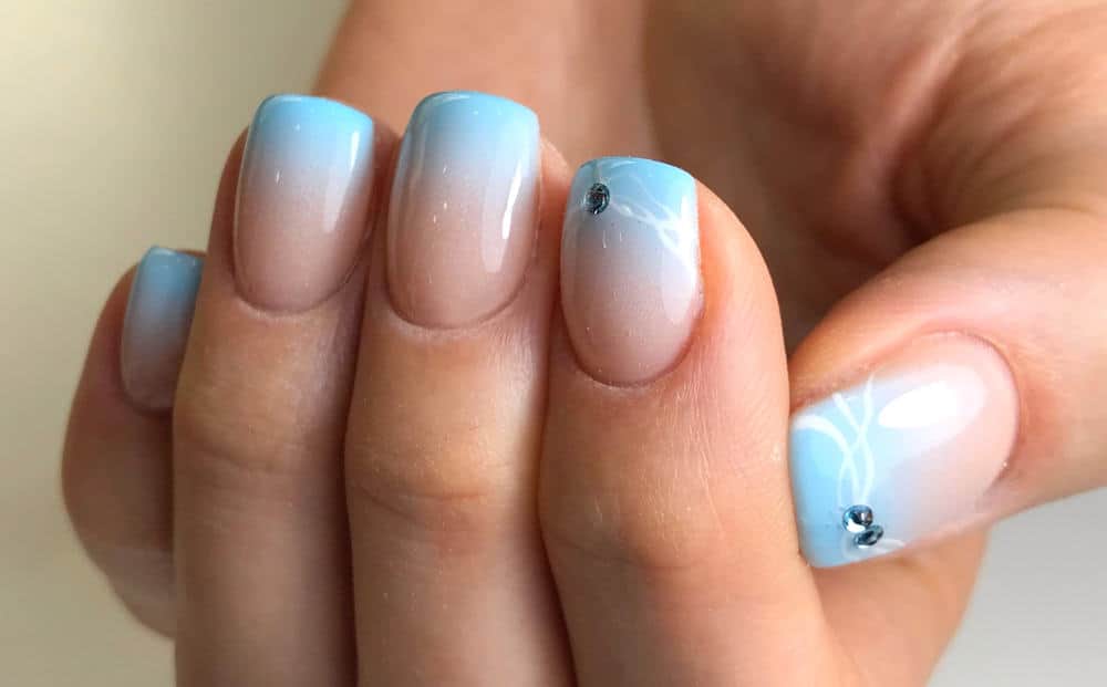Square Shaped Blue Ombre Nails