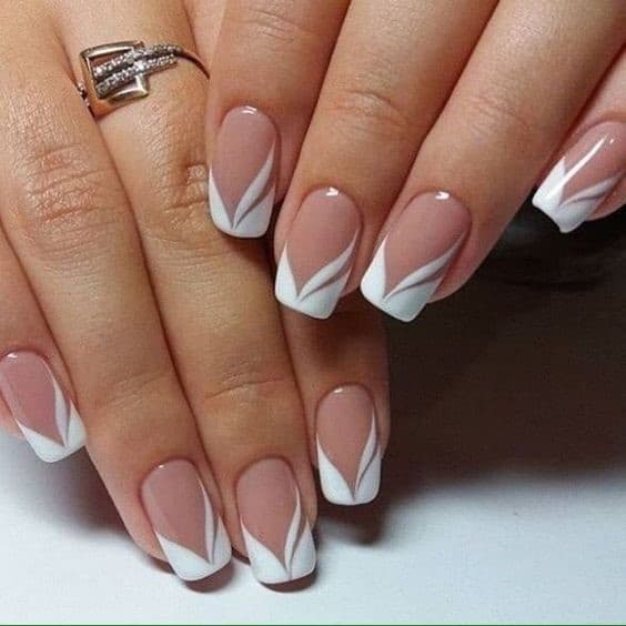 Square Shaped French Acrylic Nails