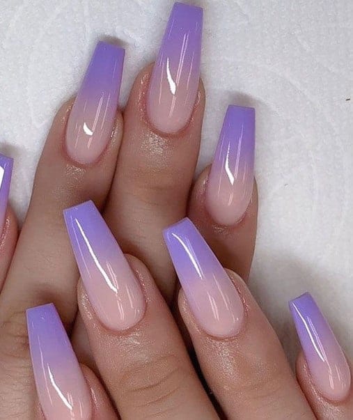 Square Shaped Ombre Lilac French Manicure