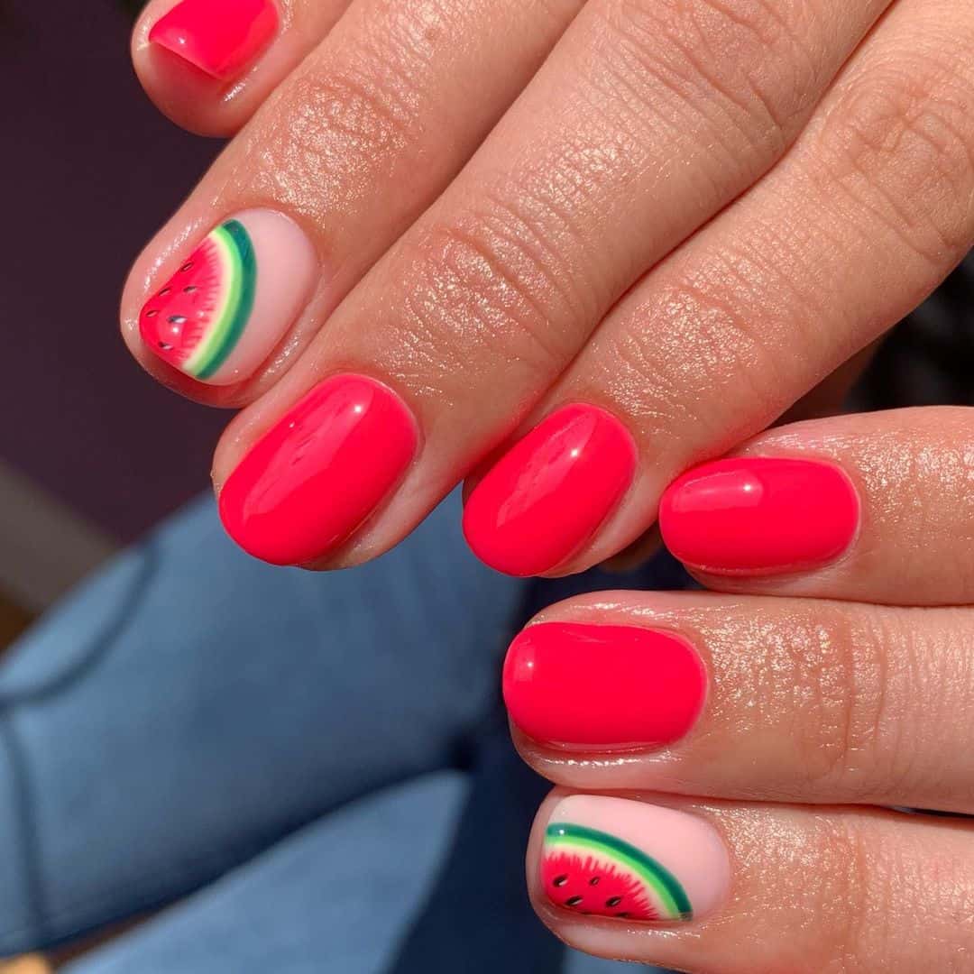 Watermelon Nail Art Design