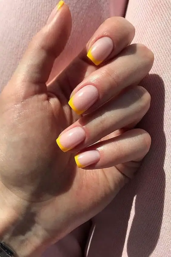 Yellow Short French Nails