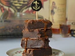 Boozy Brownies with Salted Caramel Rum Sauce