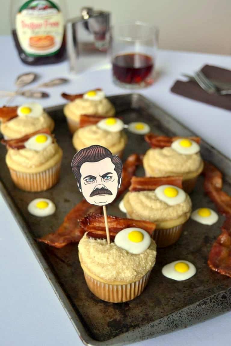 Ron Swanson Inspired Maple Breakfast Cupcakes