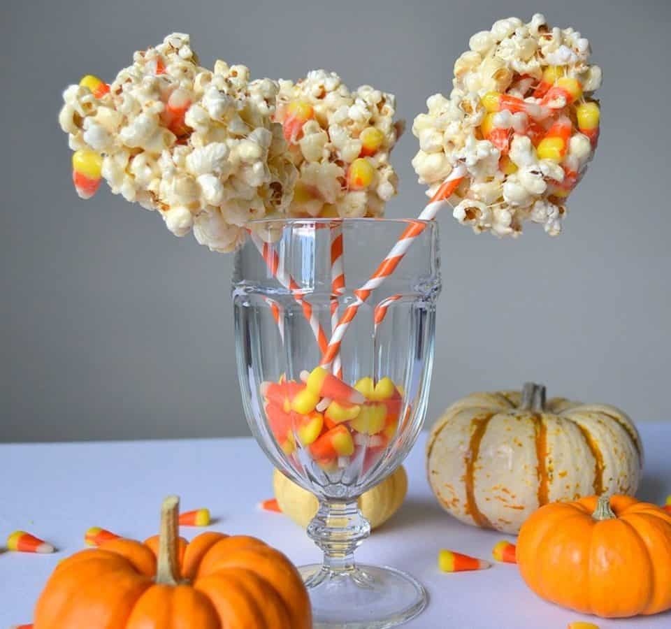 Candy Corn Popcorn Balls