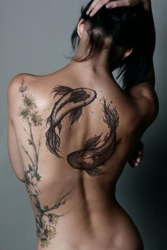 Top 30 Best Tattoo Ideas For Girls On Back In 2022 41 Koi Fish Well Detailed Back Tattoo Art