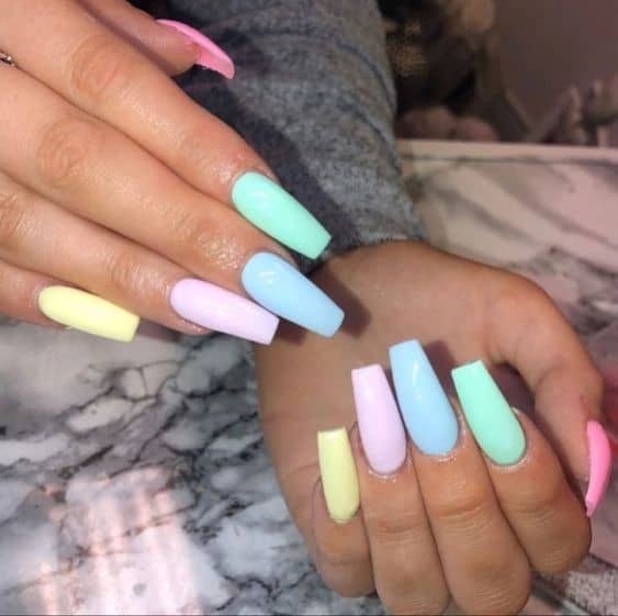 Summer Inspired Pastel Acrylic Nails