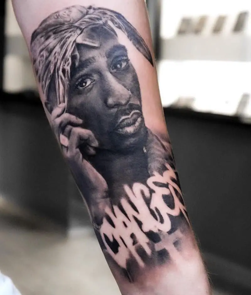 half sleeve tattoos for men 2Pac