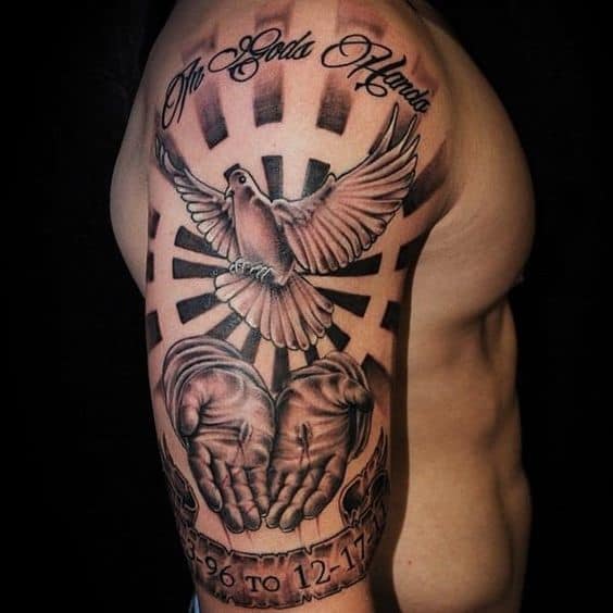 religious tattoos for men half sleeve