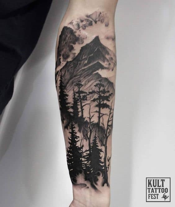 half sleeve tattoos for men Mountain