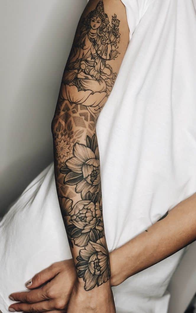 Mandala Tattoo Sleeve Design Black Ink