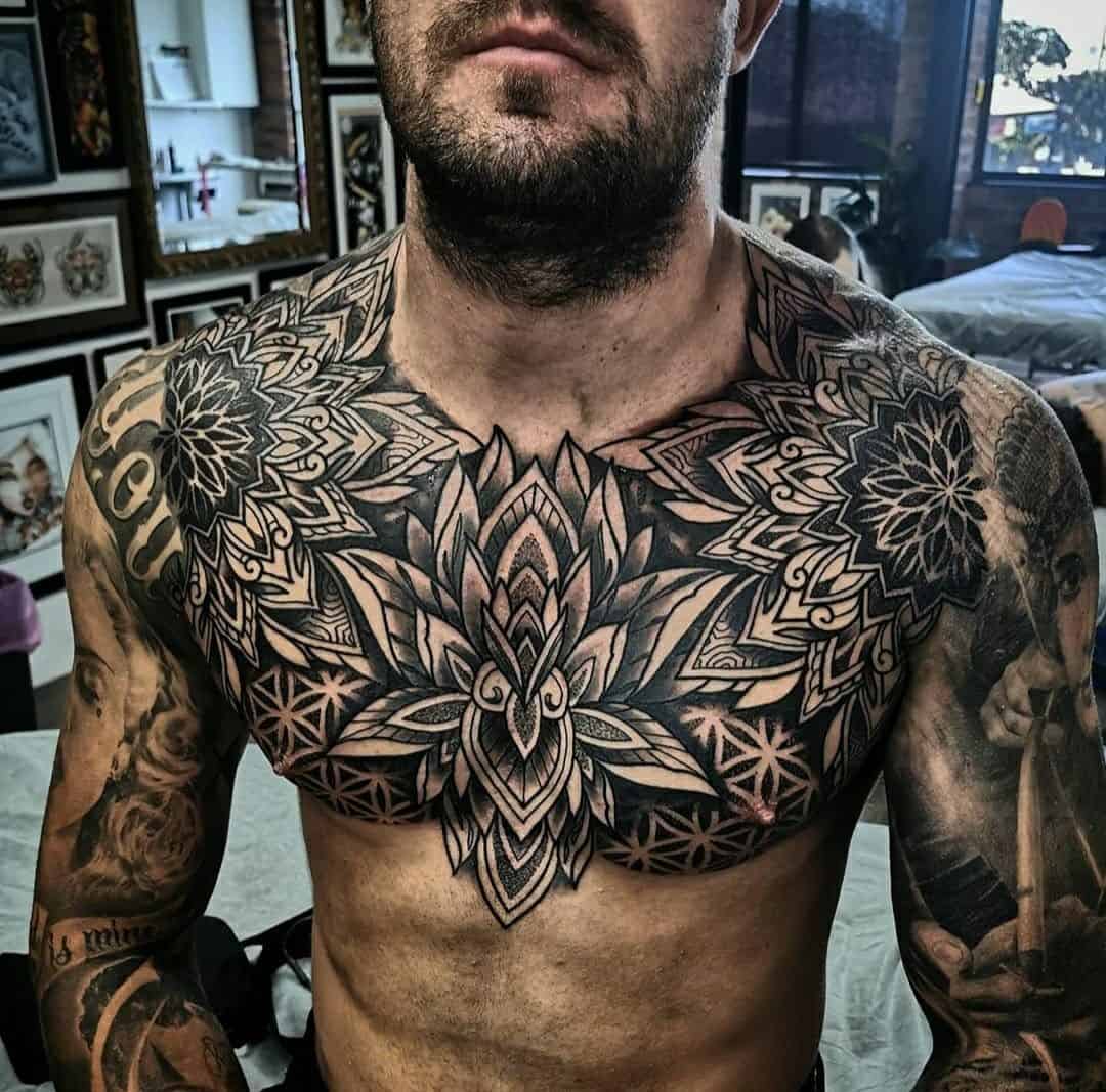 Mandala Tattoo For Men Chest Piece