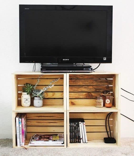 11. Square Shaped DIY TV Stand For Living Room