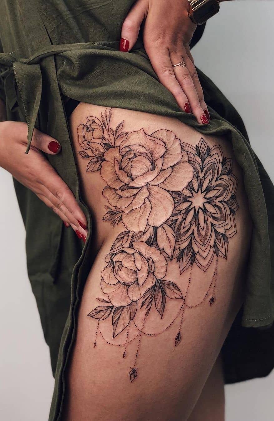 Nature and mandala thigh tattoo  Behance