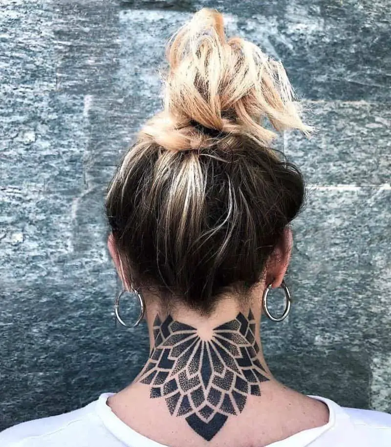 Mandala Tattoo Neck Design For Women