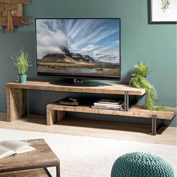 2. Light Brown Wood Inspired DIY TV Stand