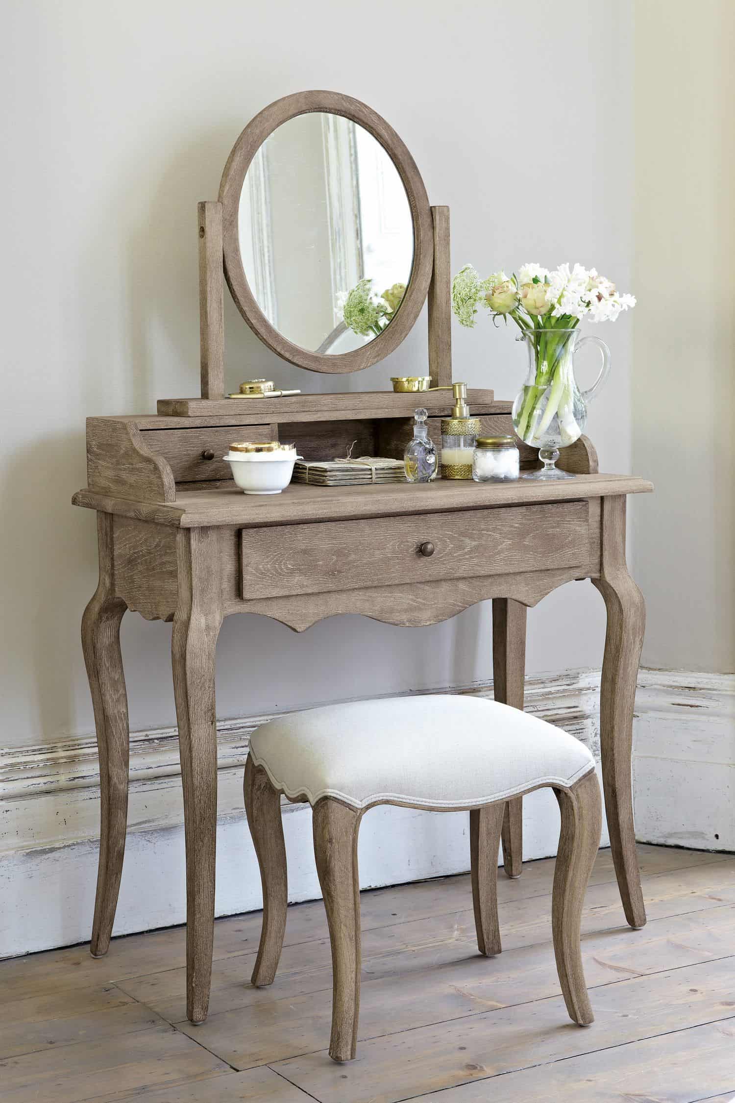 32 Best & Free DIY Makeup Vanity Table Ideas 23 22. Dark Brown Wood Inspired Vanity Table