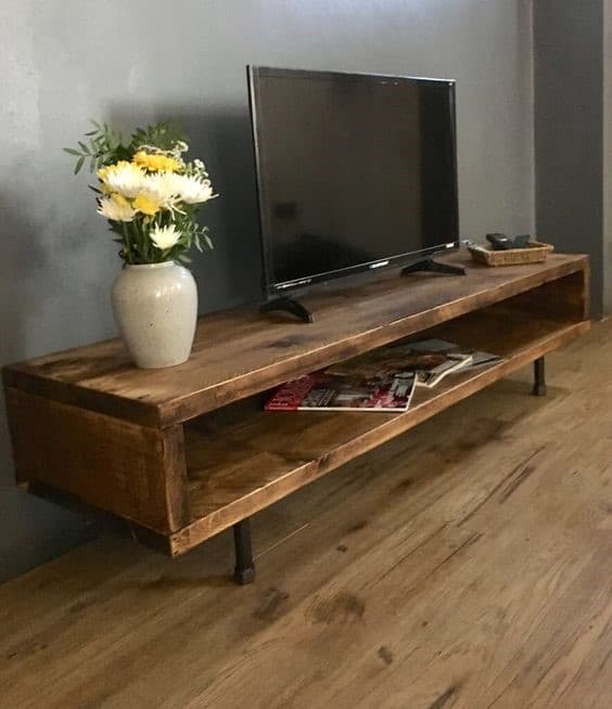 6. Simple And Rustic DIY TV Sand For Living Room