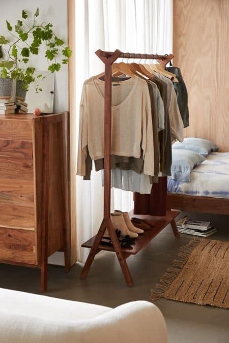 7. Bedroom Inspired Dark Wood Clothing Rack