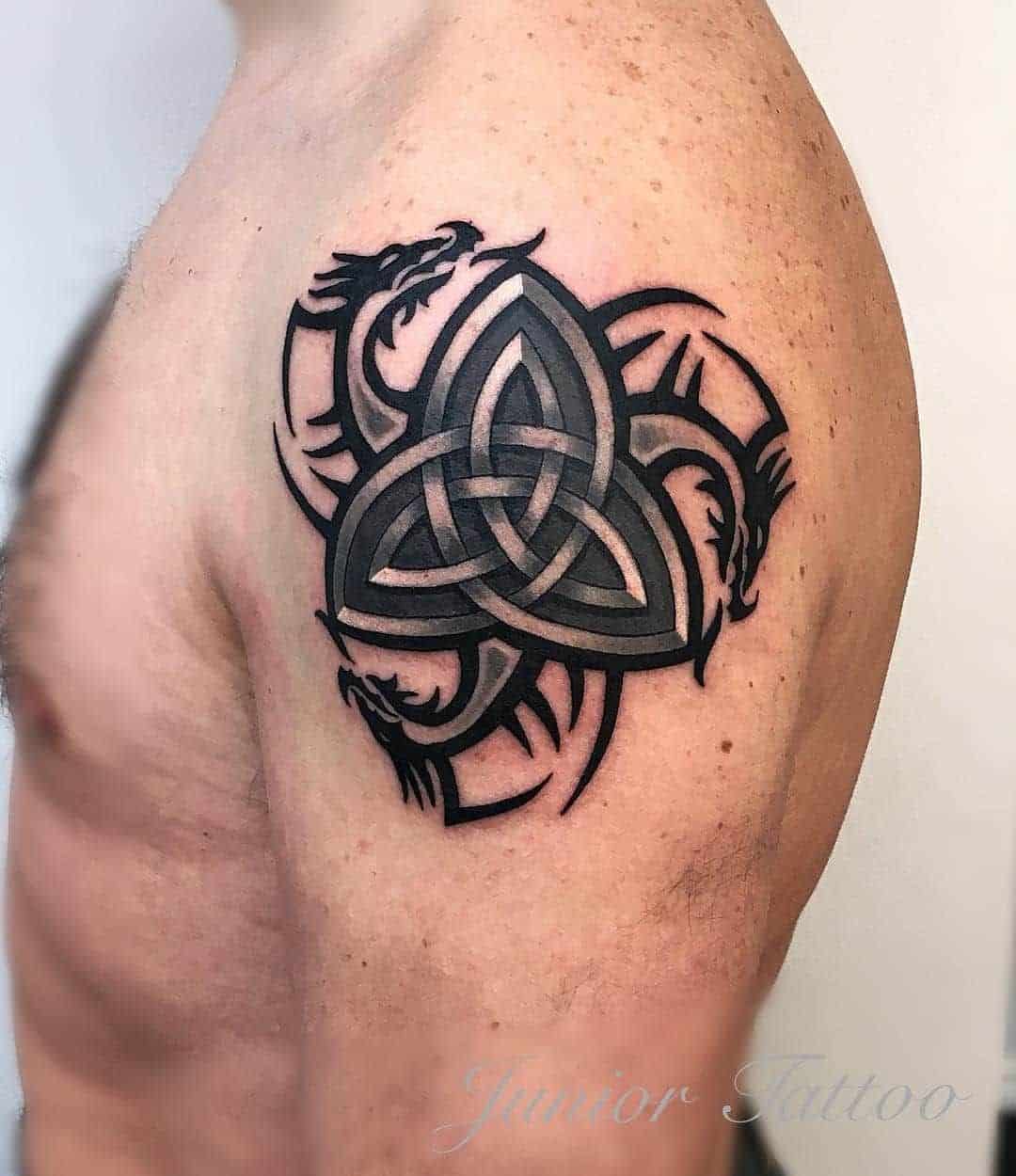 Top 28 Best Celtic Tattoos Ideas: For Both Men And Women 18 Simple Celtic Tattoos Shoulder Piece Black Design