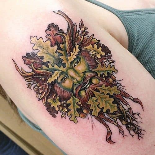 Top 28 Best Celtic Tattoos Ideas: For Both Men And Women 26 Gorgeous Colored Viking Symbol Over Shoulder Tattoo