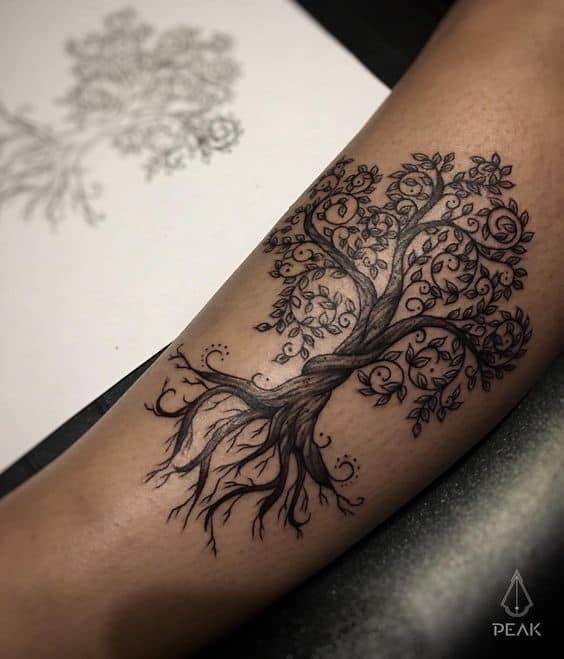 Norse Viking Tree Celtic Symbol Over Leg