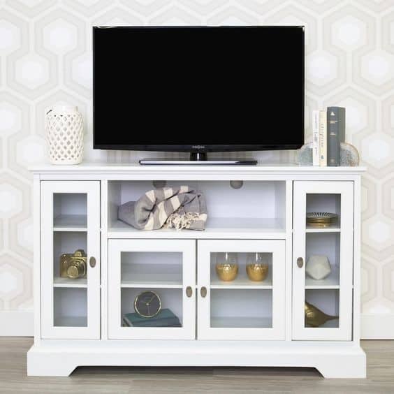 9. White And Rustic DIY TV Stand