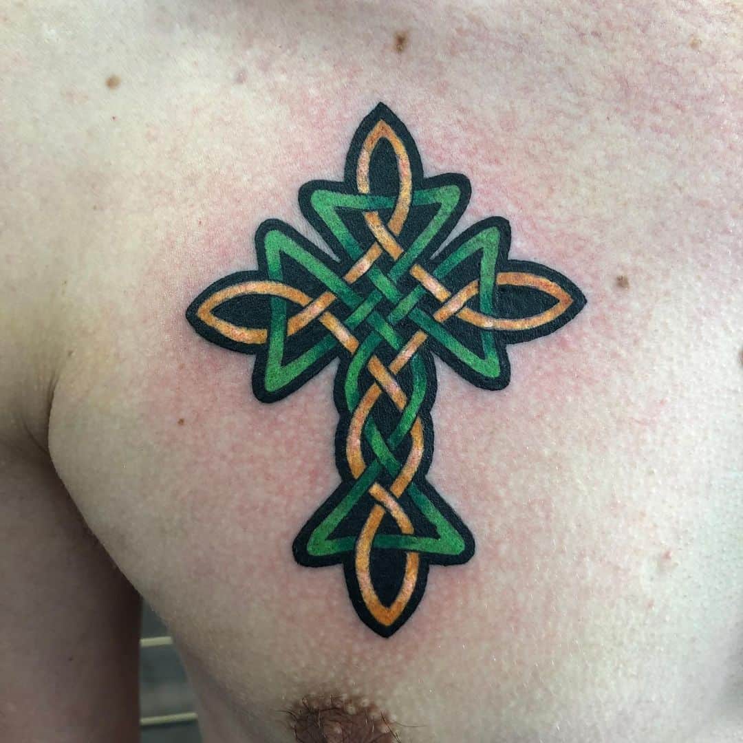 Celtic Knot Tattoo Band Irish Cross Green Ink