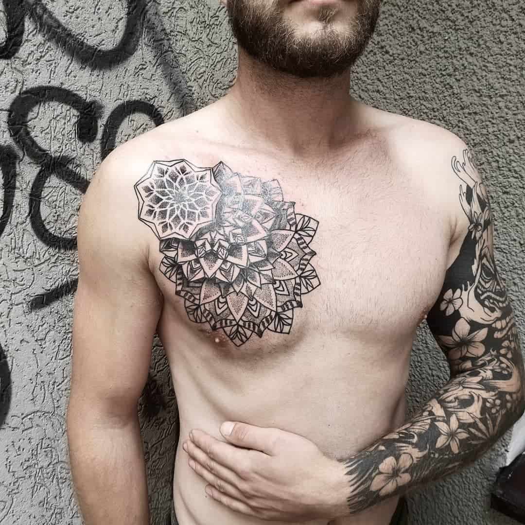 Mandala Sleeve Tattoo With Heart Tribal Ink