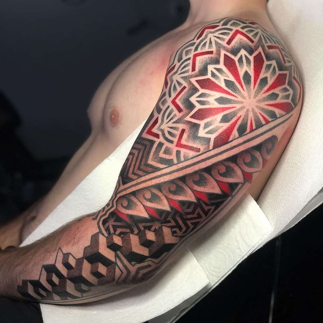 30+ Best Mandala Tattoos Ideas: For Both Men And Women 6 Mandala Tattoo Arm Red & Black Design