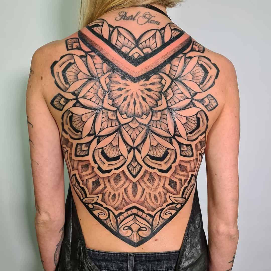 Mandala Tattoo Back Design For Women