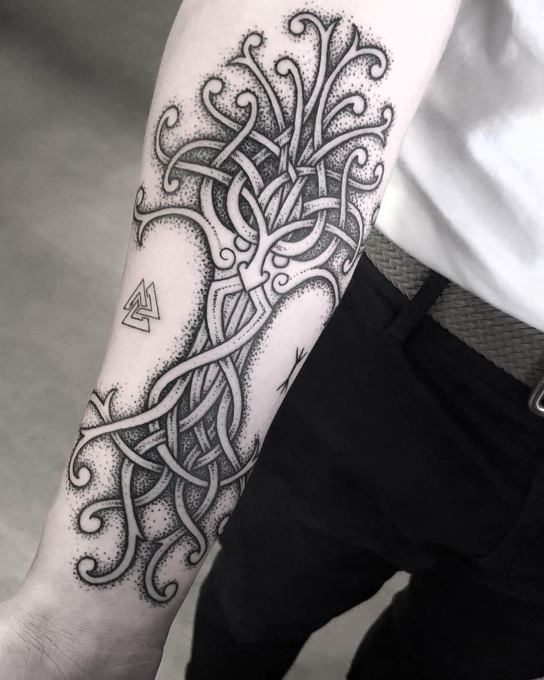 Norse Tattoos With Detailed Celtic Tree Design Symbol