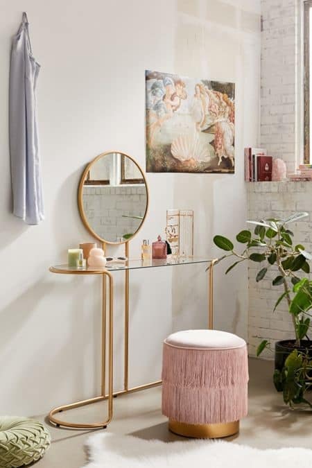 . Petite Pink Vanity Table For Small Room