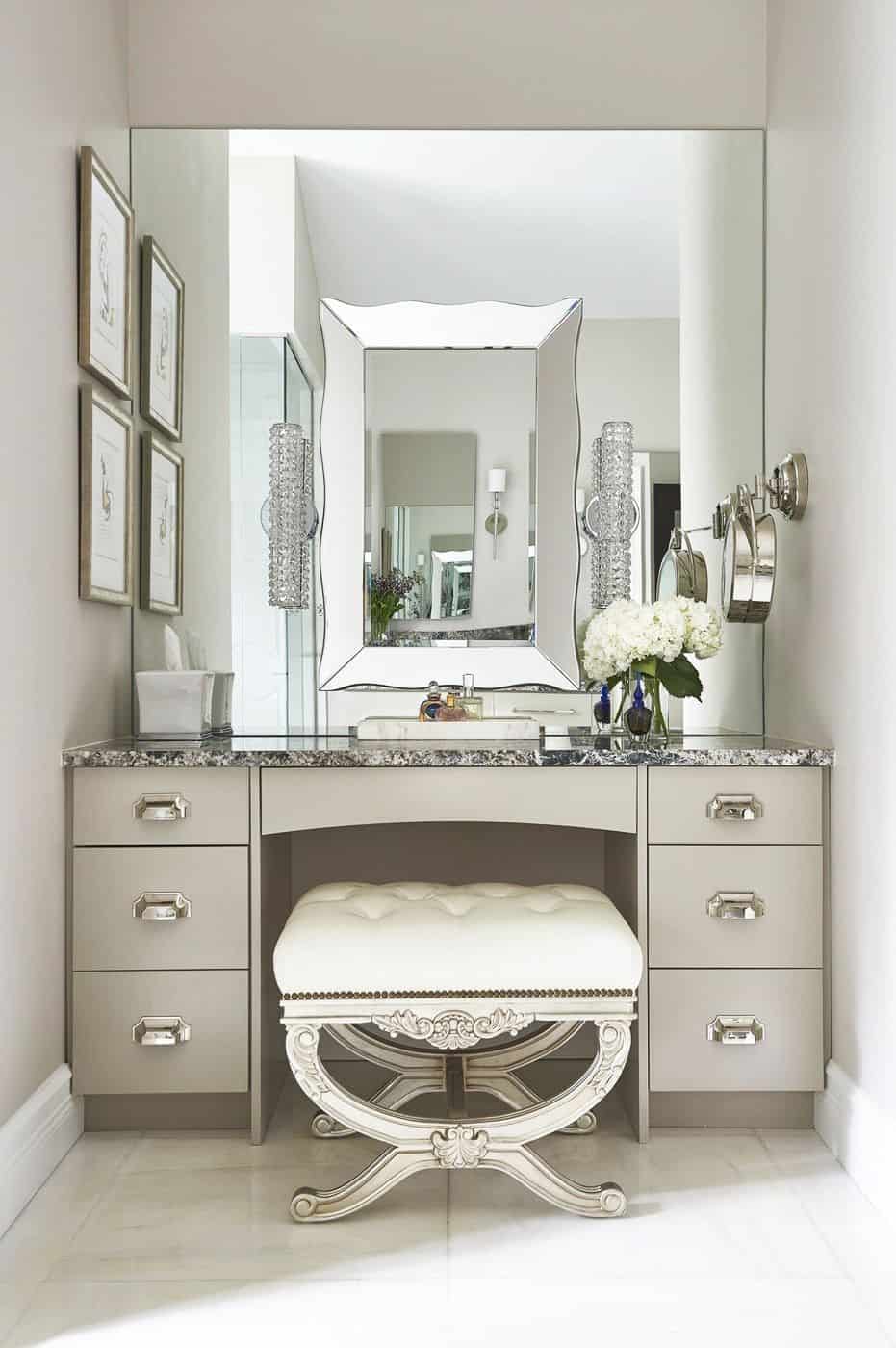 32 Best & Free DIY Makeup Vanity Table Ideas 27 . Unique And Elegant All Silver Vanity