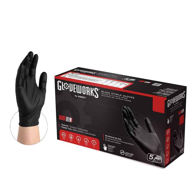 AMMEX GlovePlus Industrial Black Nitrile Gloves