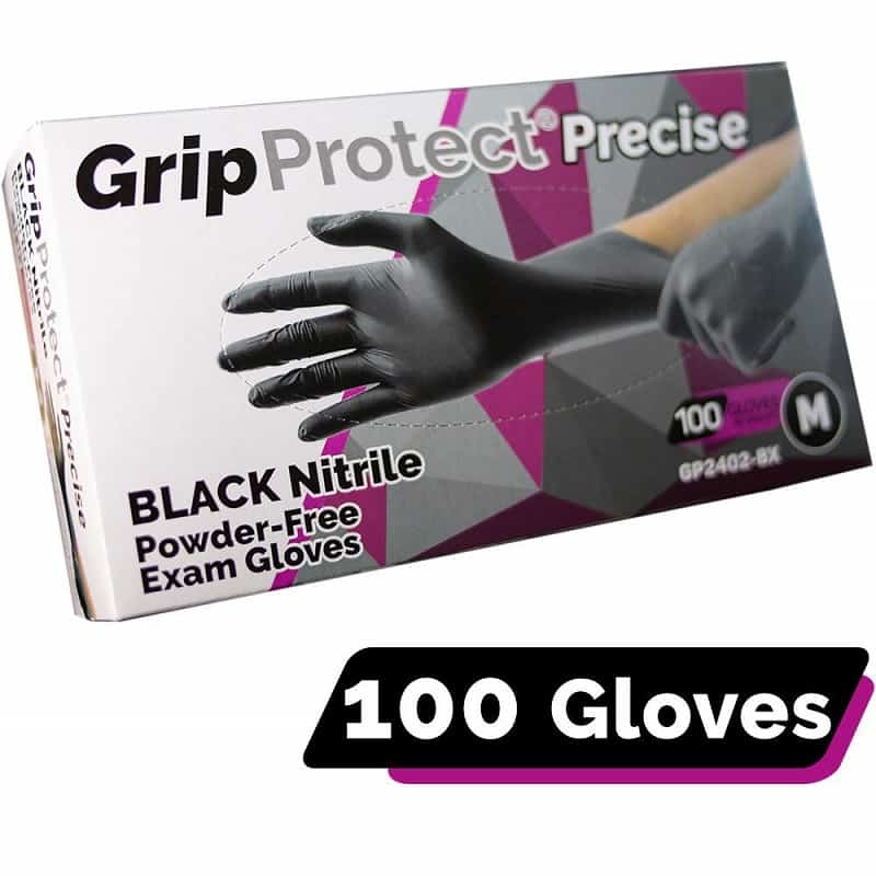 GripProtect Precise Black Nitrile Exam Gloves