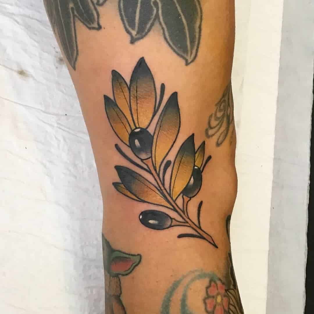 Artsy Olive Branch Tattoo Male