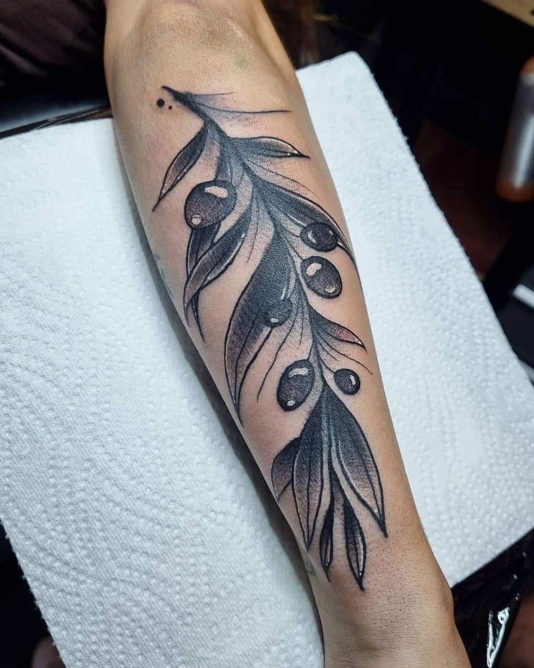 30+ Best Olive Branch Tattoo Design Ideas (2022 Updated!) 8 Black Ink Tattoo Olive Branch